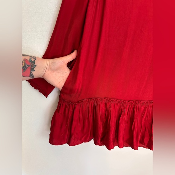 J Crew Amelia Popover Longsleeve Shirtdress in Drapey Viscose Twill Red Small - Picture 4 of 8